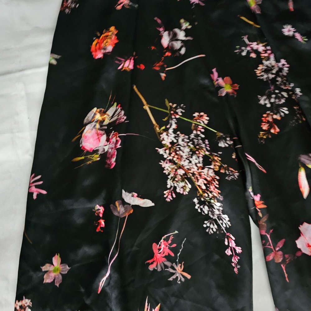 Victoria's Secret Women's Black Floral Satin Wide Leg Palazzo Pants Size XL NWT - Picture 6 of 14